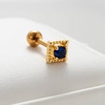 Blue & Gold / 1 Piece Simple Series Simple Geometric Titanium Steel   Gold Color Material Zircon Women's Stud Earrings Picture3